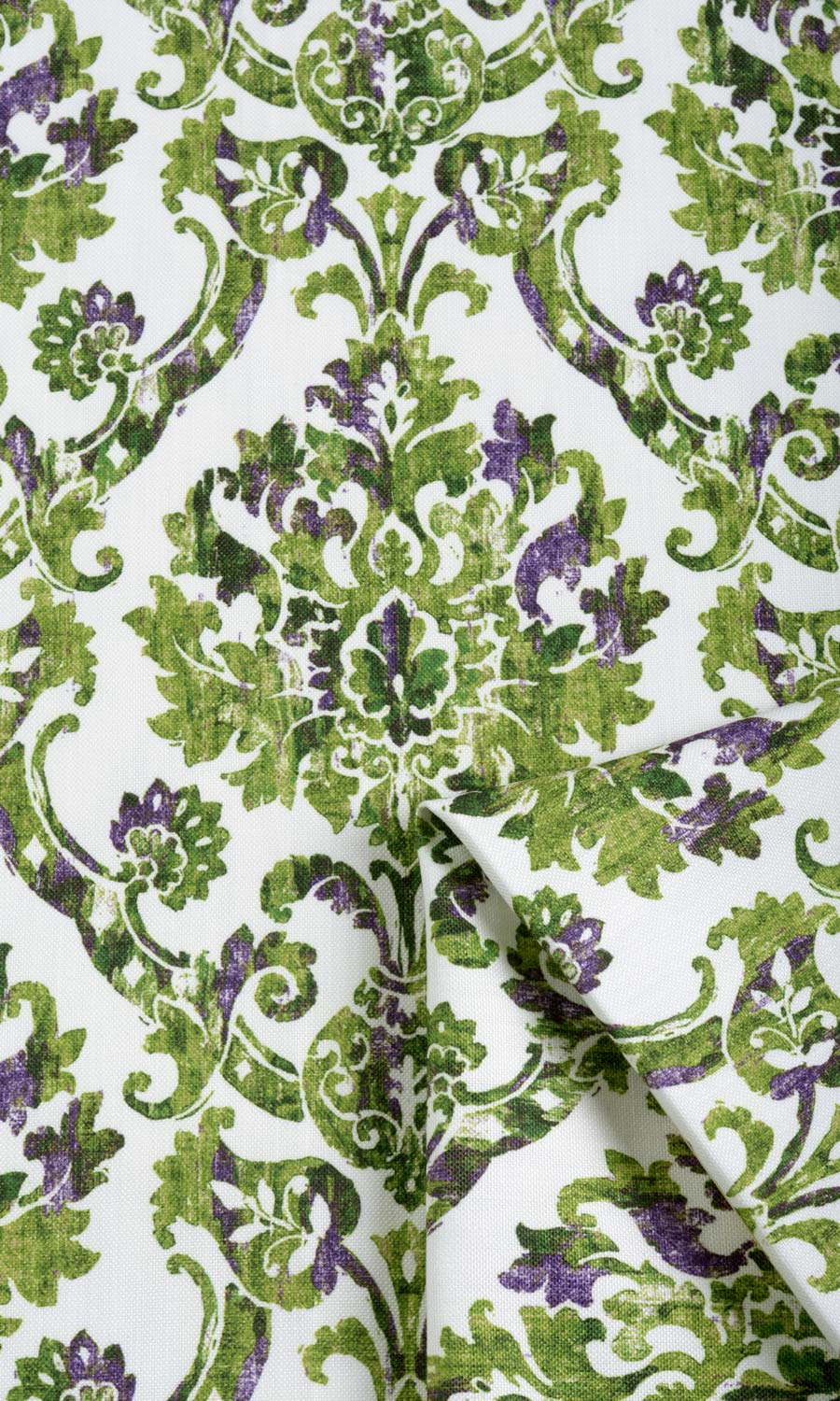 Damask Patterned Home Textile Fabric Material By the Metre (Green/ Purple)