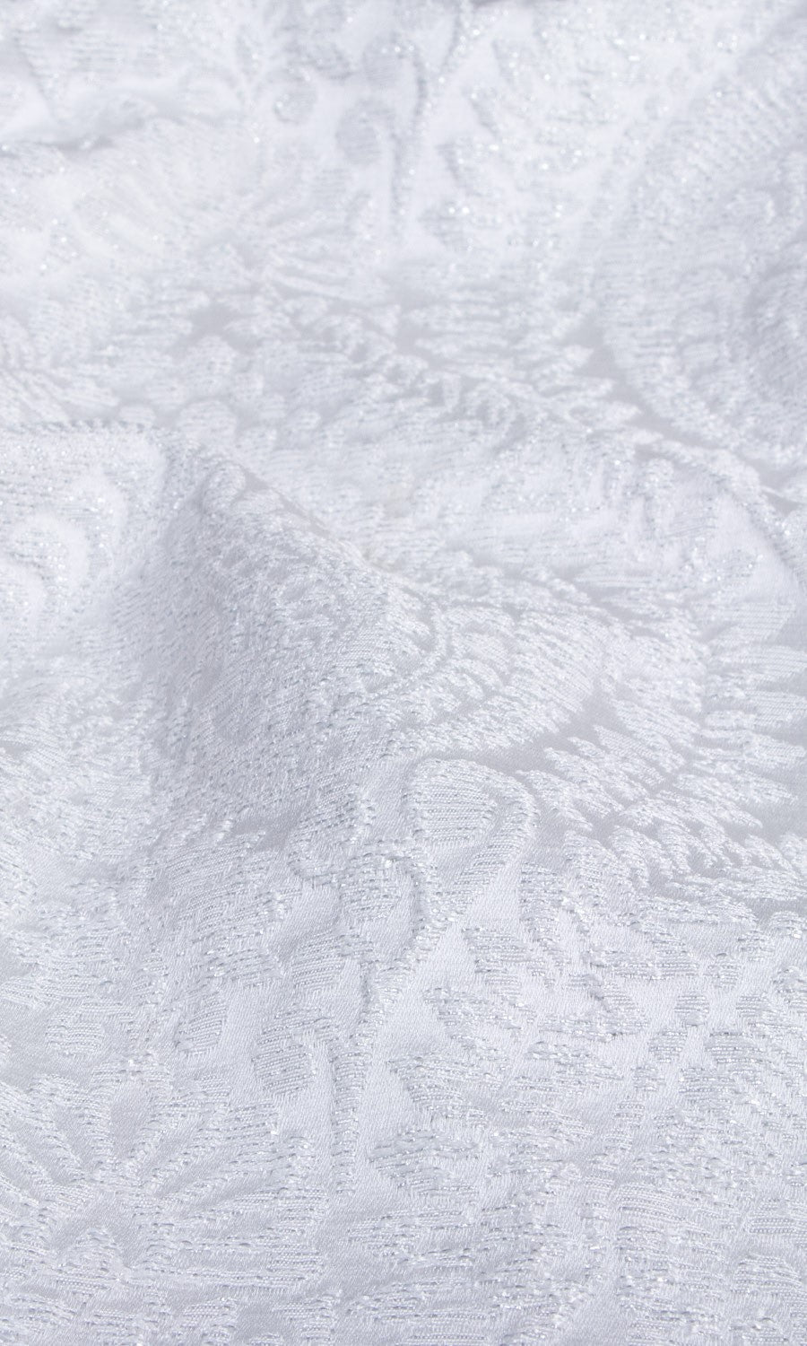 Textured Floral Fabric Sample for Curtains & Drapes (White)