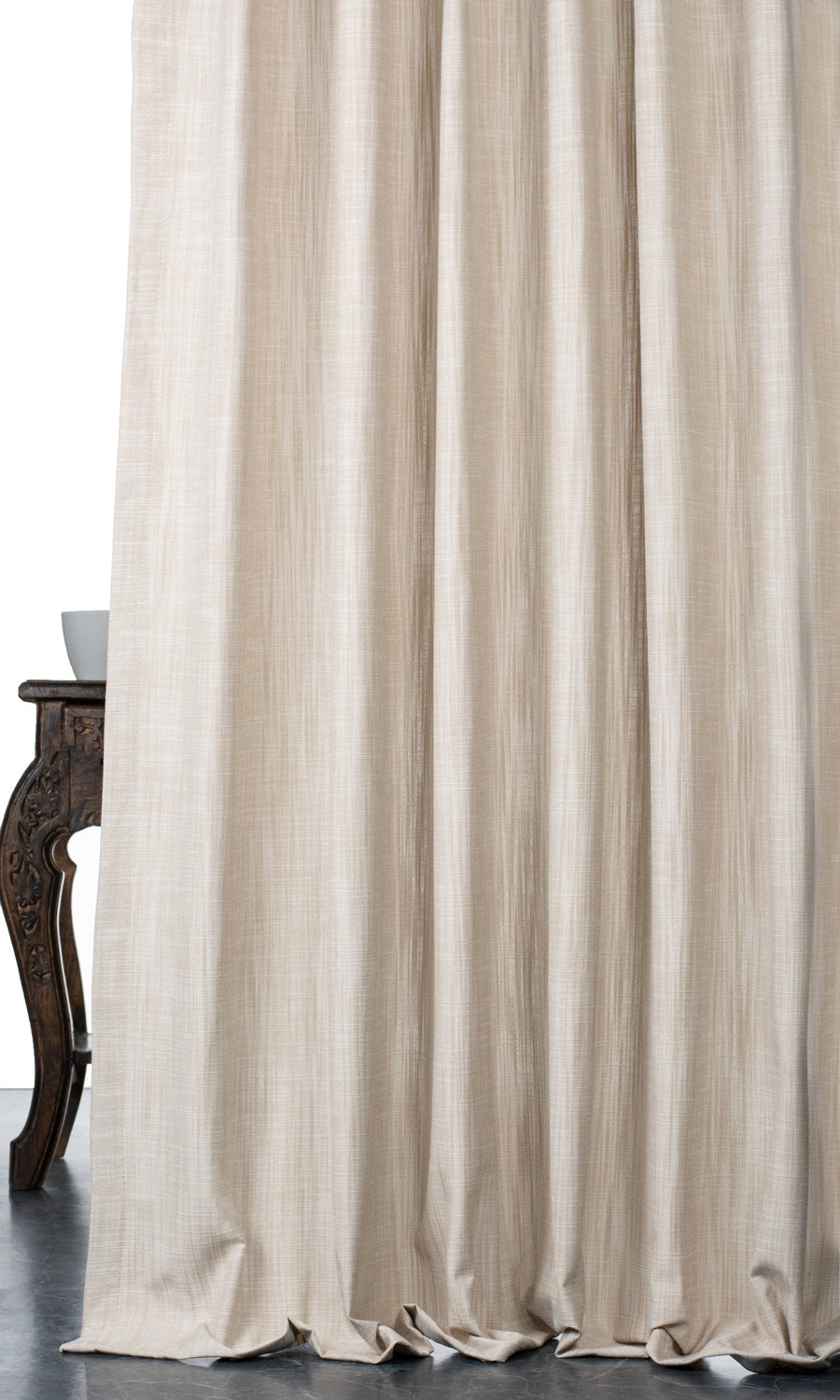 Linen-Textured Window Treatments Fabric By the Metre (Pale Beige)