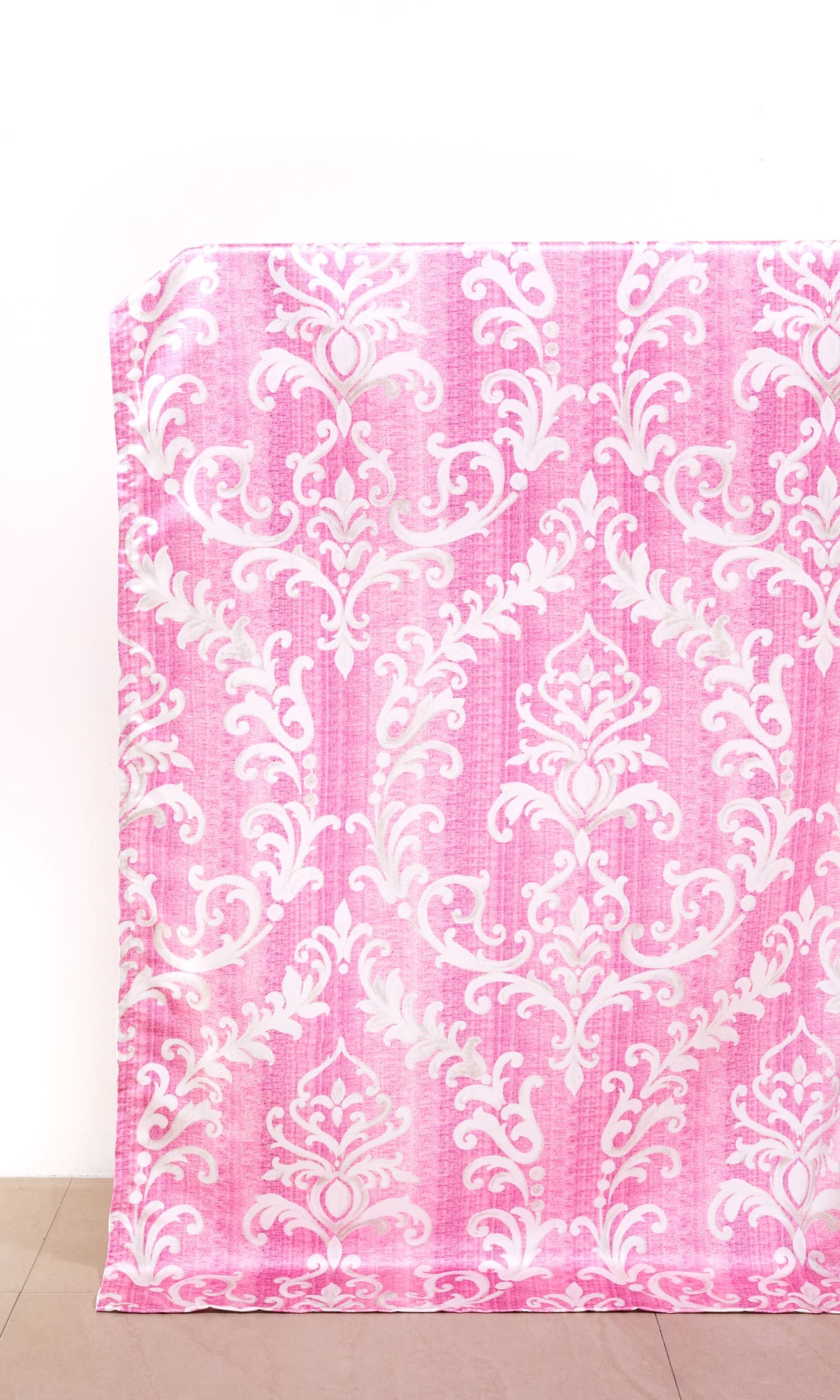 Damask Home Décor Fabric Sample (Pink/ White)
