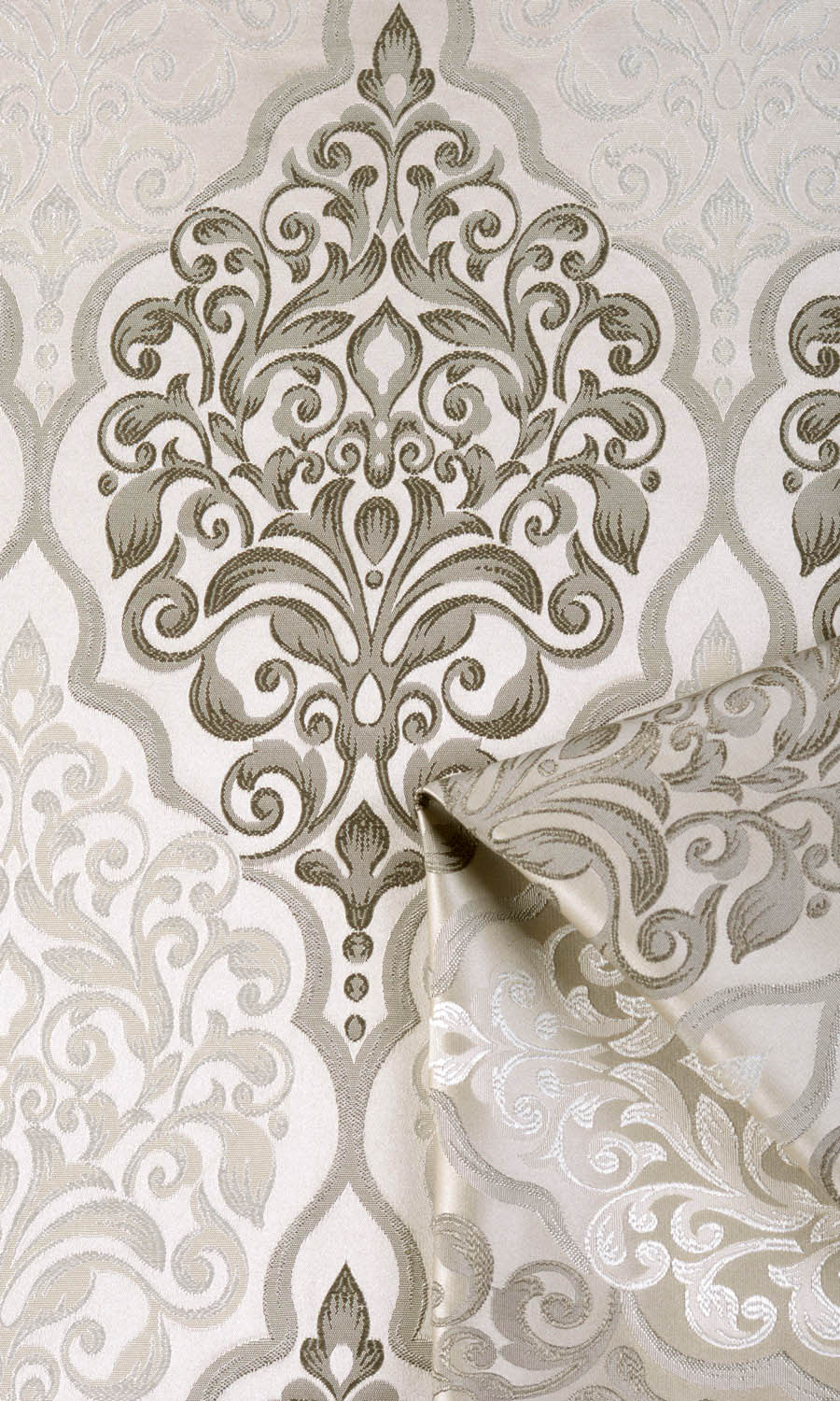Damask Window Treatments Fabric By the Metre (Beige)