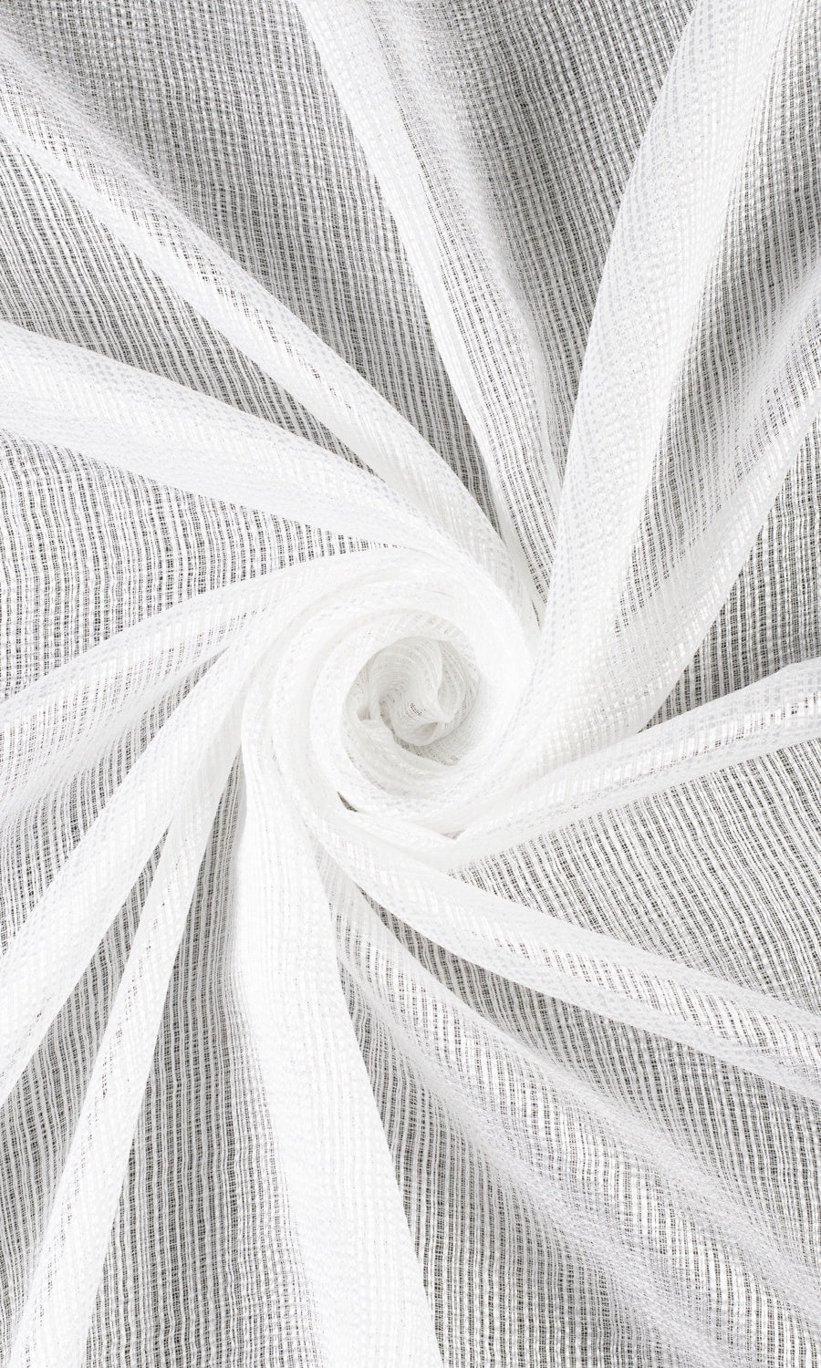 Textured Striped Sheer Free Fabric Material Sample (White)
