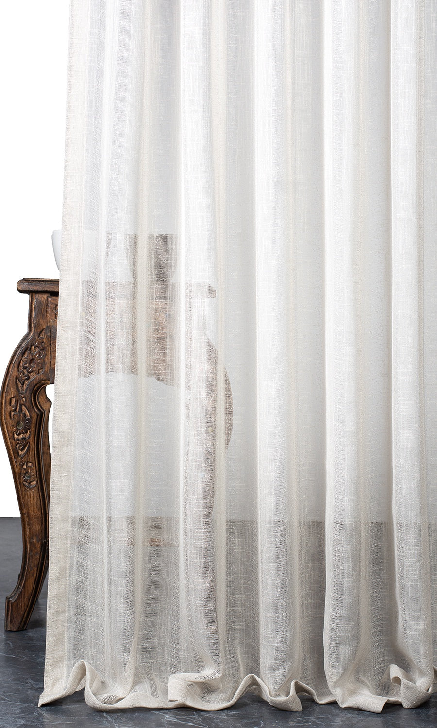 Striped Sheer Home Textile Fabric Material By the Metre (White/ Cream)