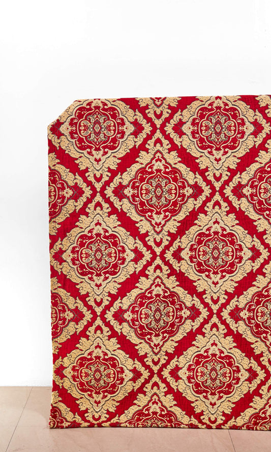 Damask Velvet Drapes (Beige/ Brown/ Red)