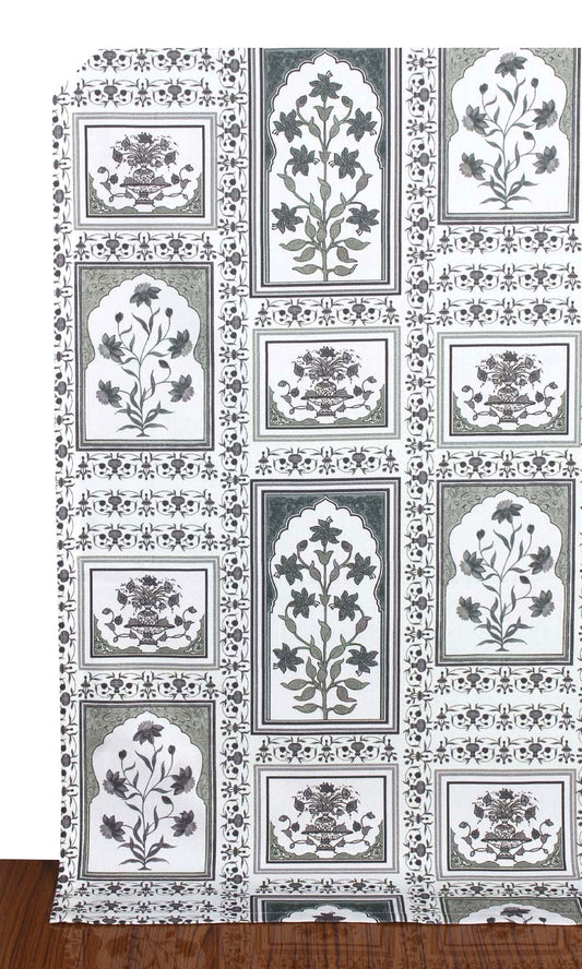 Black & white floral print pure cotton curtains
