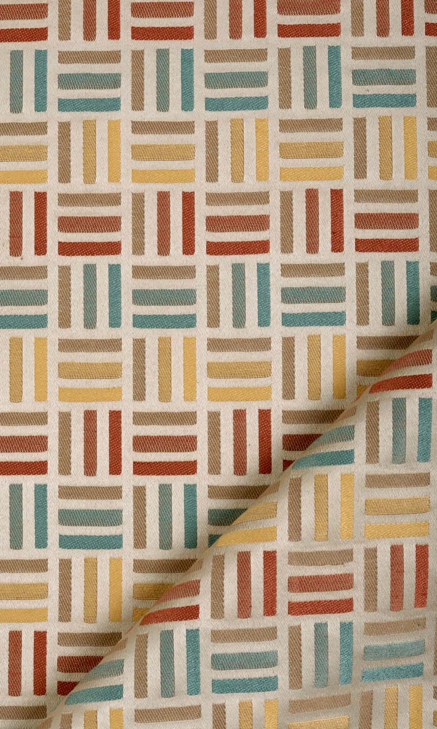 Woven Patterned Fabric Material By the Metre (Red/ Blue/ Yellow/ Brown)
