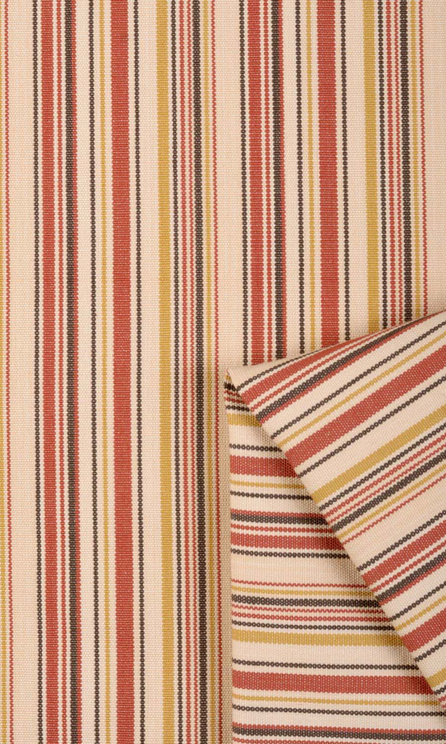Striped Cotton Window Treatments Fabric By the Metre (Beige/ Coral Red)