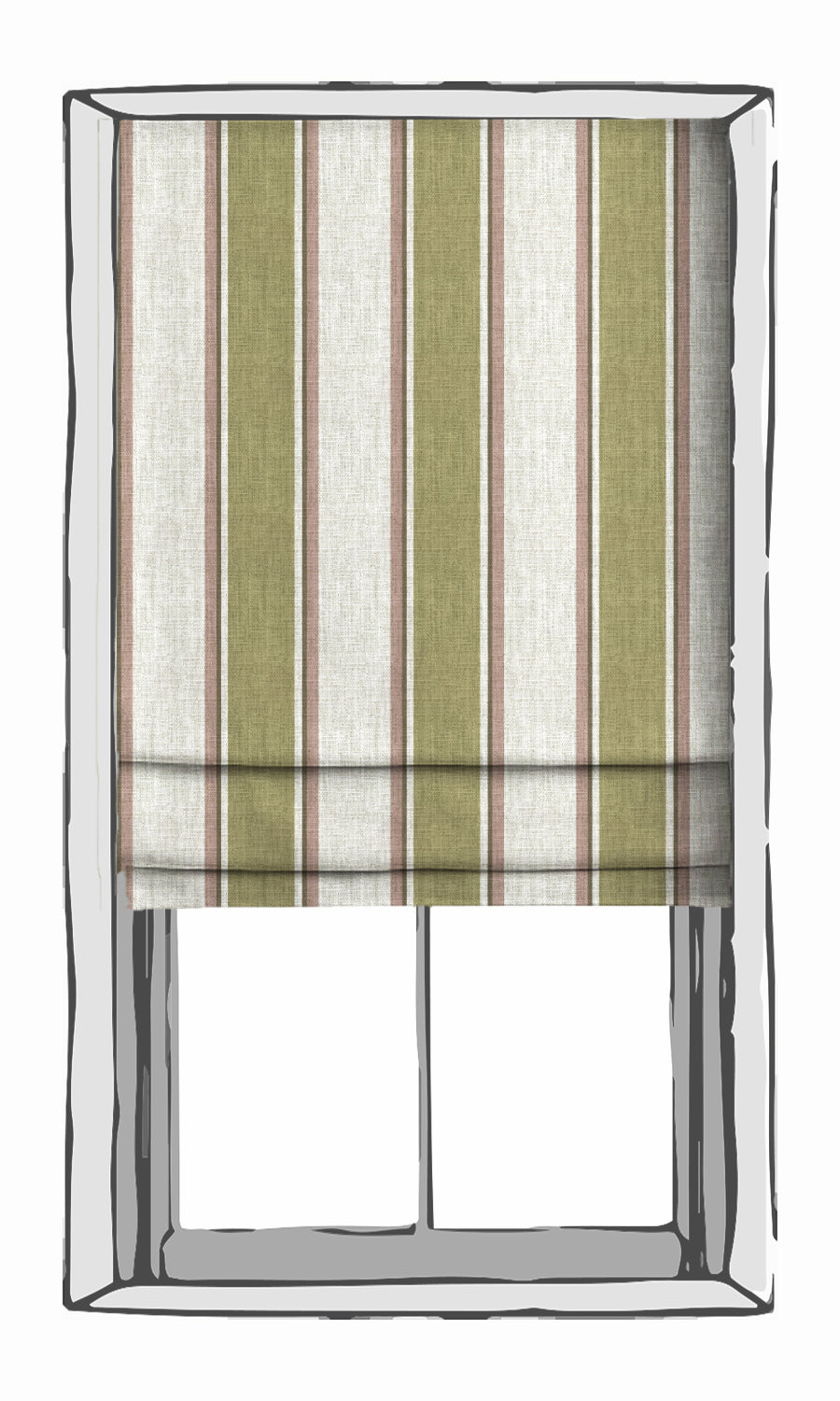 Striped Window Treatments Fabric By the Metre (Green/ Pink/ White)