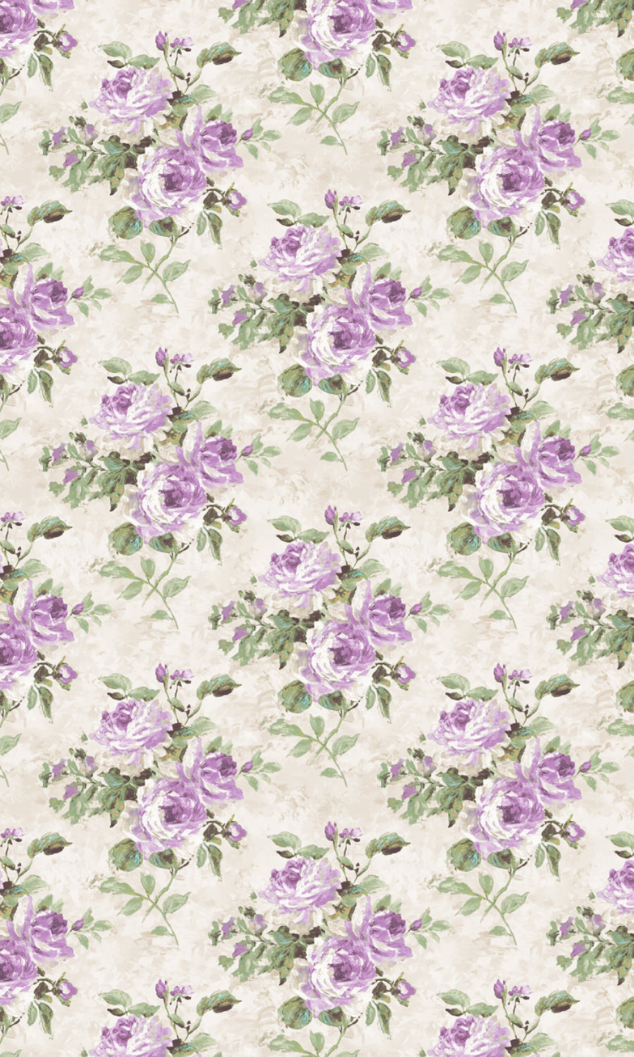 Dimout Floral Home Textile Fabric Material By the Metre (Purple/ Ivory/ Grey)