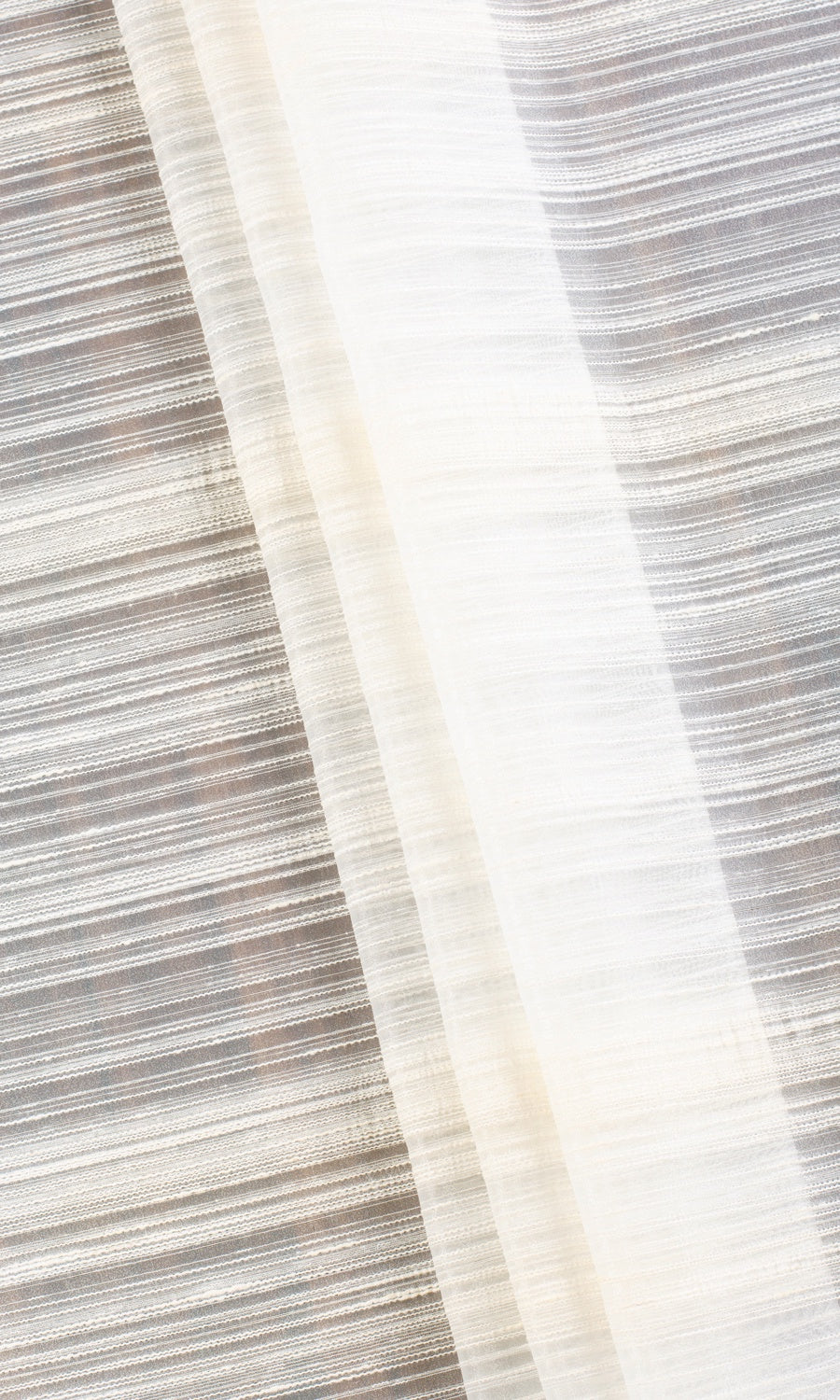 Striped Sheer Free Fabric Material Sample (Ivory/ Cream)