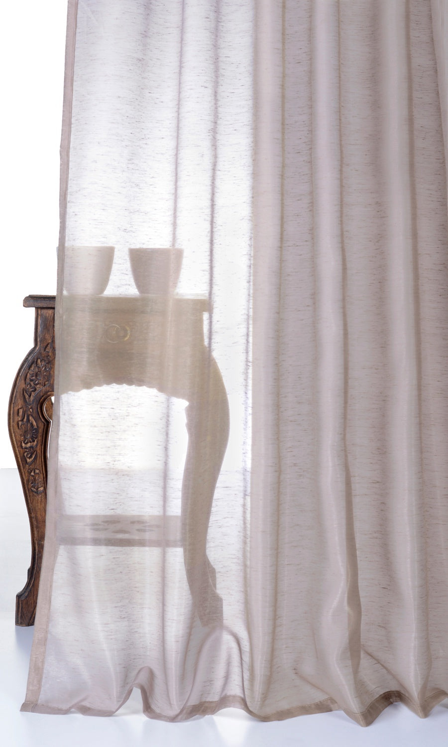 Textured Sheer Window Treatments Fabric Sample (Hazelwood Beige/ Brown)