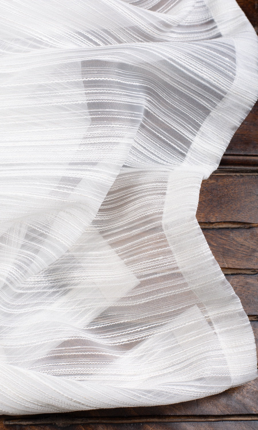 Striped Sheer Window Treatments Fabric By the Metre (White)