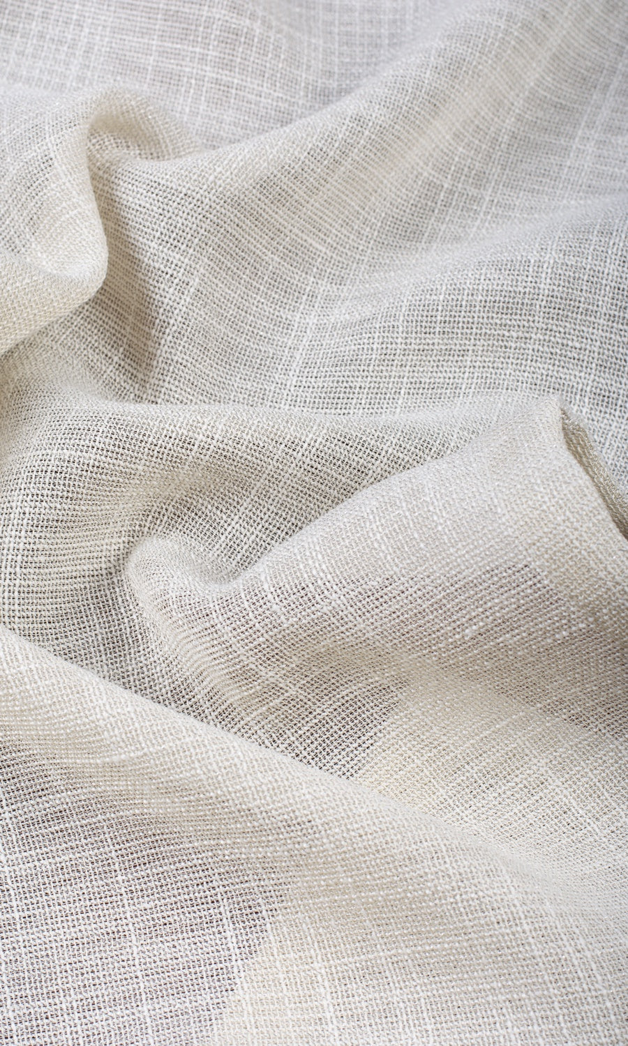 Textured Sheer Fabric By the Metre for Curtains & Drapes (Parchment White/ Greige)