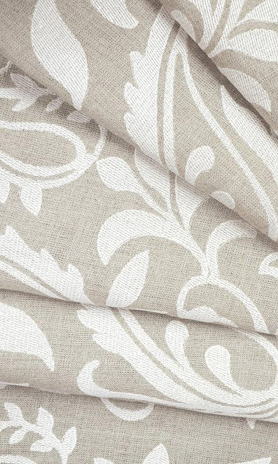 Floral Embroidered Linen Home Décor Fabric Sample (Brown)