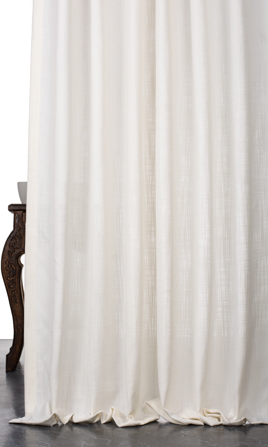 Linen-Texture Semi-Sheer Home Textile Fabric Material Sample (Off-White)