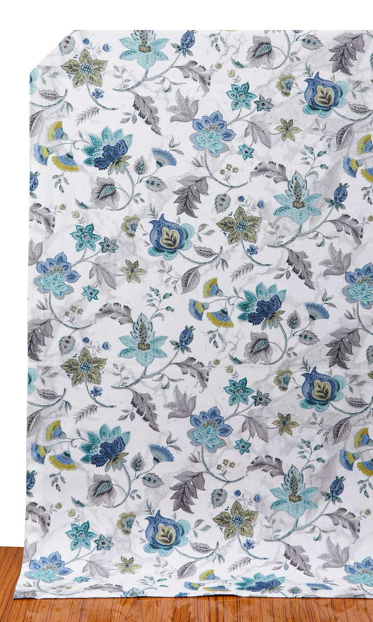 Blue/ green floral print pure cotton fabrics