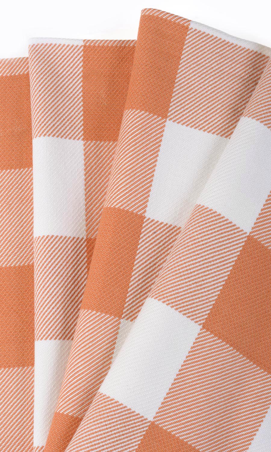 Buffalo Check Fabric Material By the Metre (Melon Orange/ White)