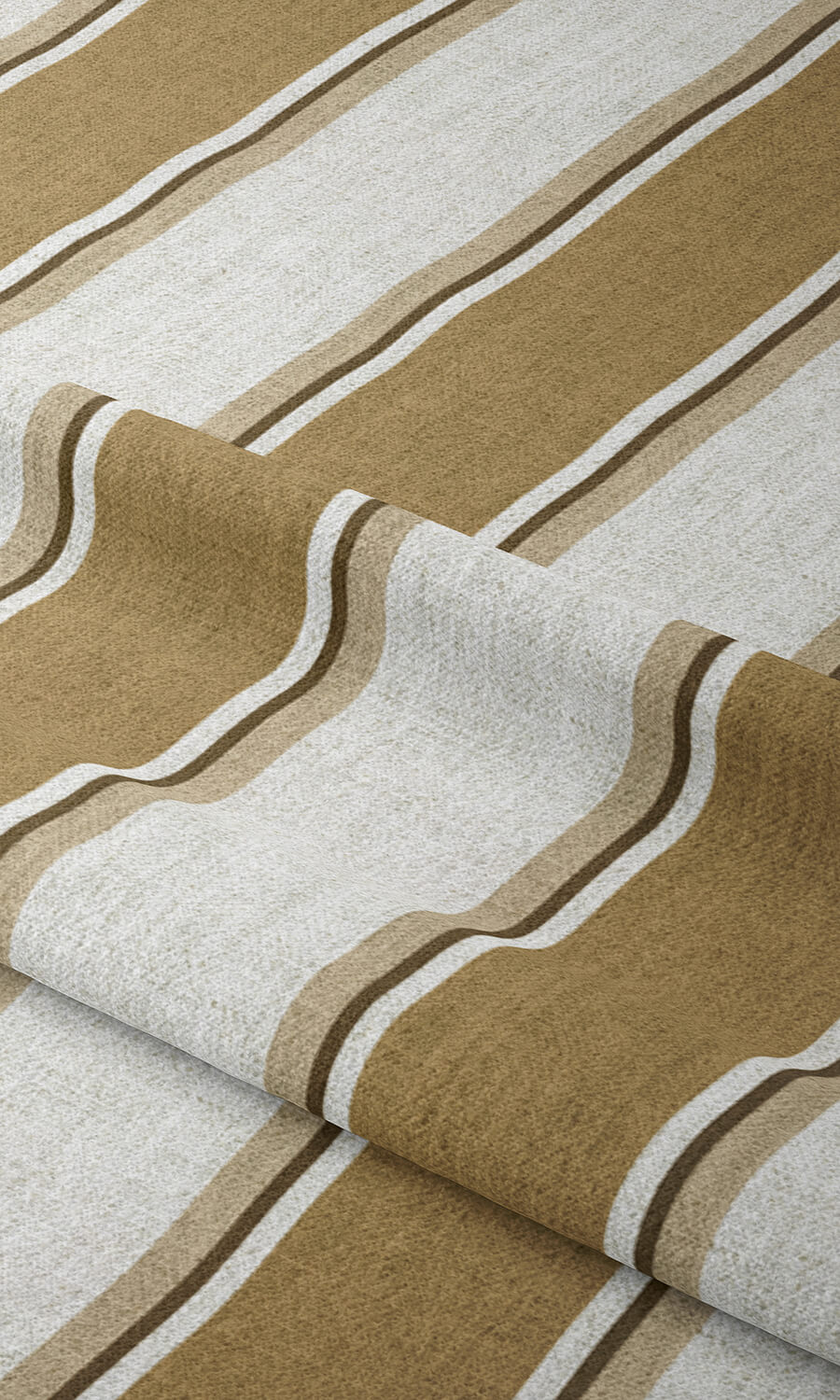 Striped Fabric Material By the Metre (Ochre Yellow/ White/ Brown)