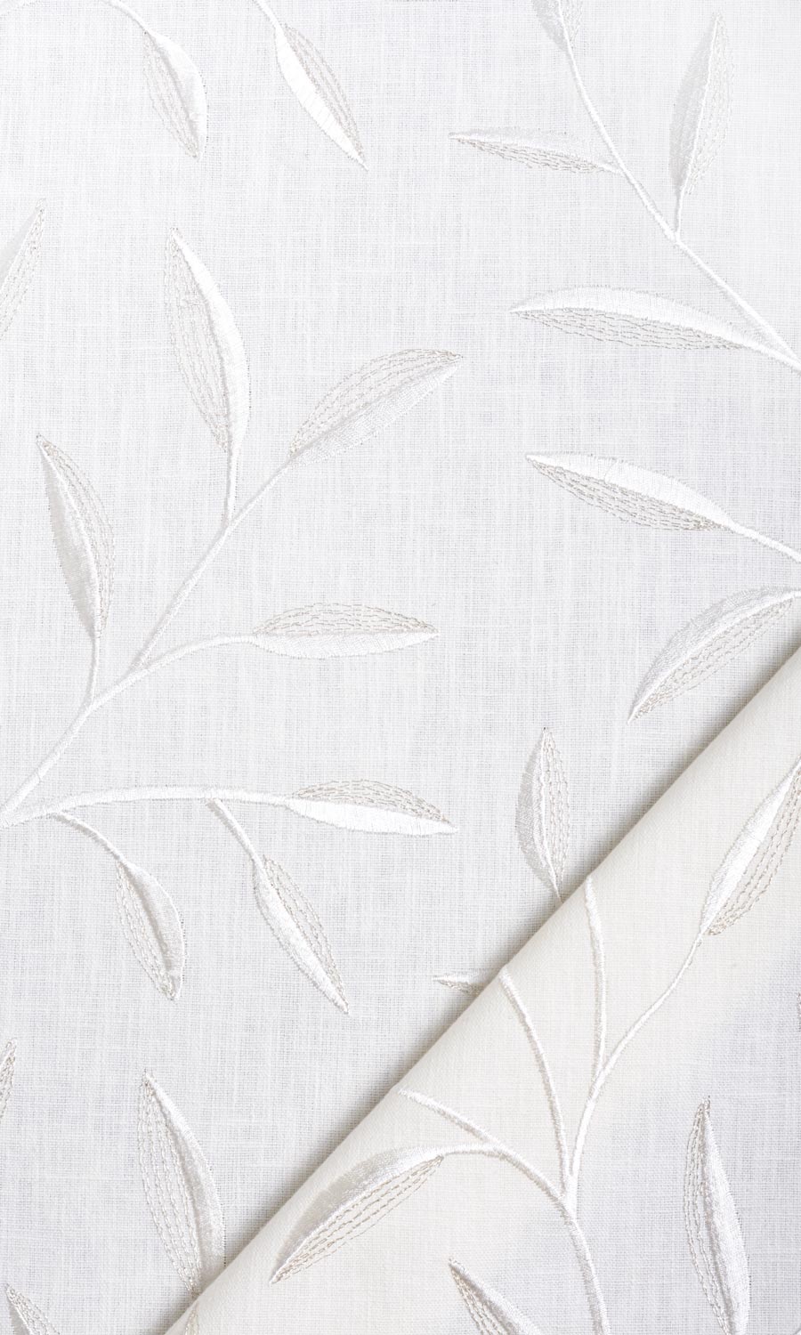 Floral Embroidery Home Textile Fabric Material By the Metre (White/ Cream)