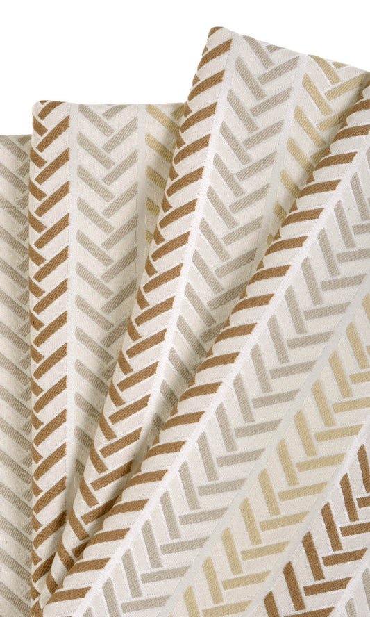 Herringbone Home Décor Fabric By the Metre (Beige/ Brown/ White)