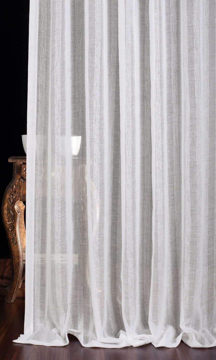 Striped Sheer Window Treatments Fabric By the Metre (White)
