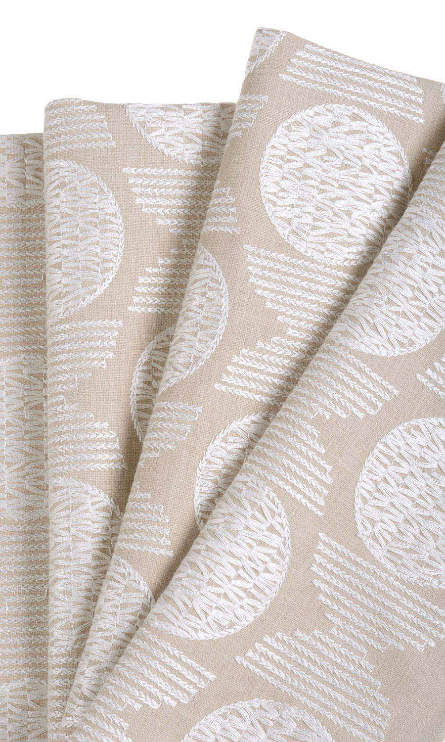 Geometric Patterned Home Textile Fabric Material Sample (Beige/ White)