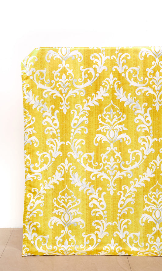 Damask Home Décor Fabric Sample (Yellow/ White)
