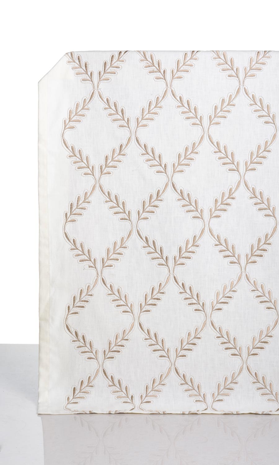 Poly-Linen Embroidered Window Treatments Fabric Sample (White/ Cream)