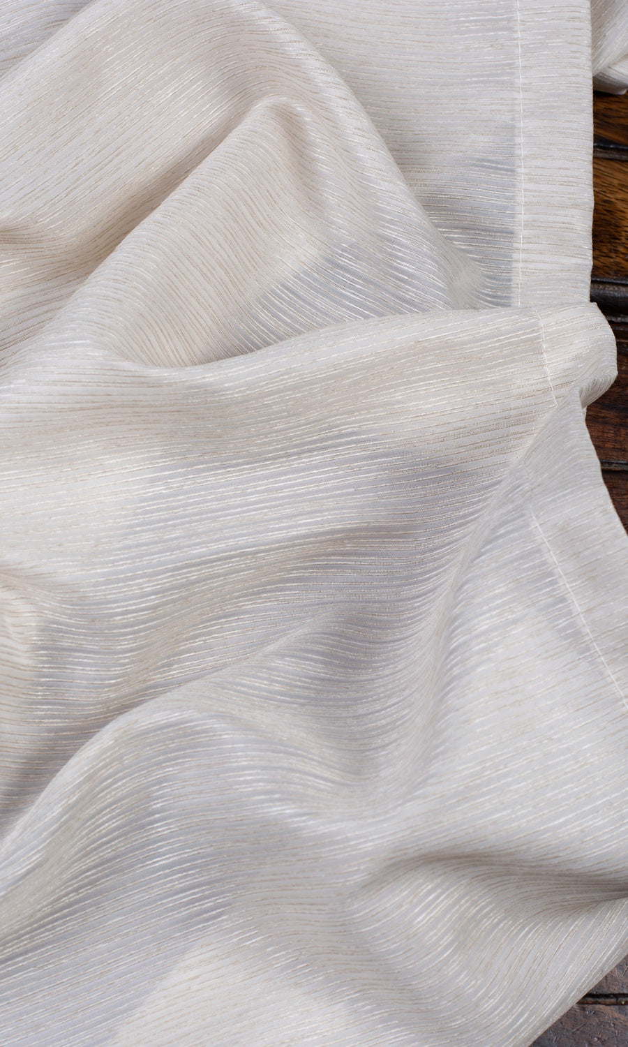 Textured Sheer Window Treatments Fabric By the Metre (Pale Beige/ Warm Ivory)