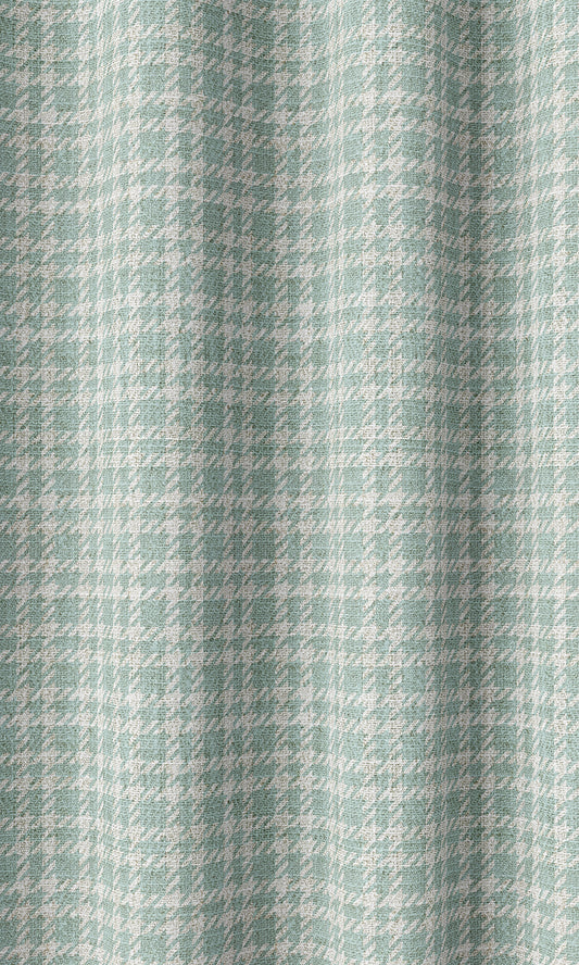 Check Patterned Drapery (Aqua Blue/ White)