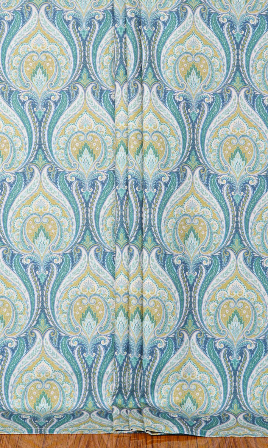Floral Damask Window Treatments Fabric By the Metre (Blue/ Green)