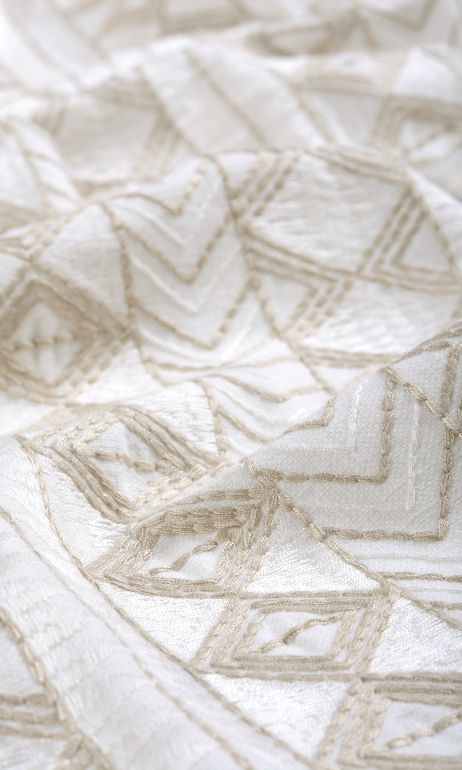 Ikat Textured Fabric By the Metre for Curtains & Drapes (white/ Beige)