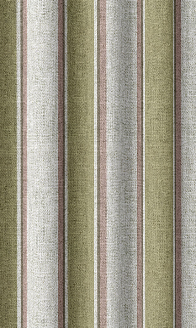 Striped Home Textile Fabric Material By the Metre (Green/ Pink/ White)