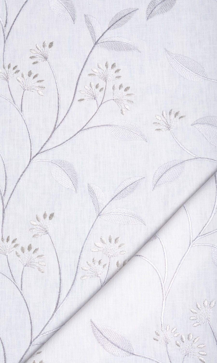 Floral Embroidery Fabric Material By the Metre (White/ Cream)