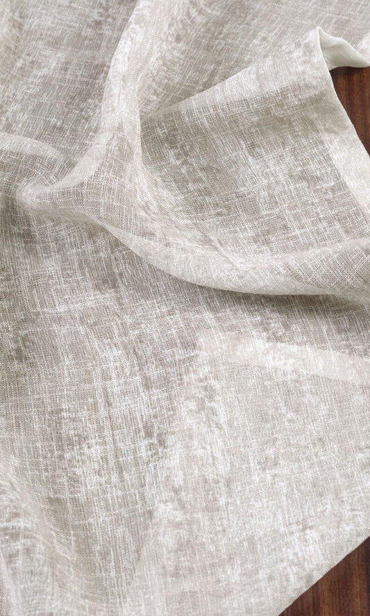 Textured Sheer Home Décor Fabric Sample (Ivory/ Greige)