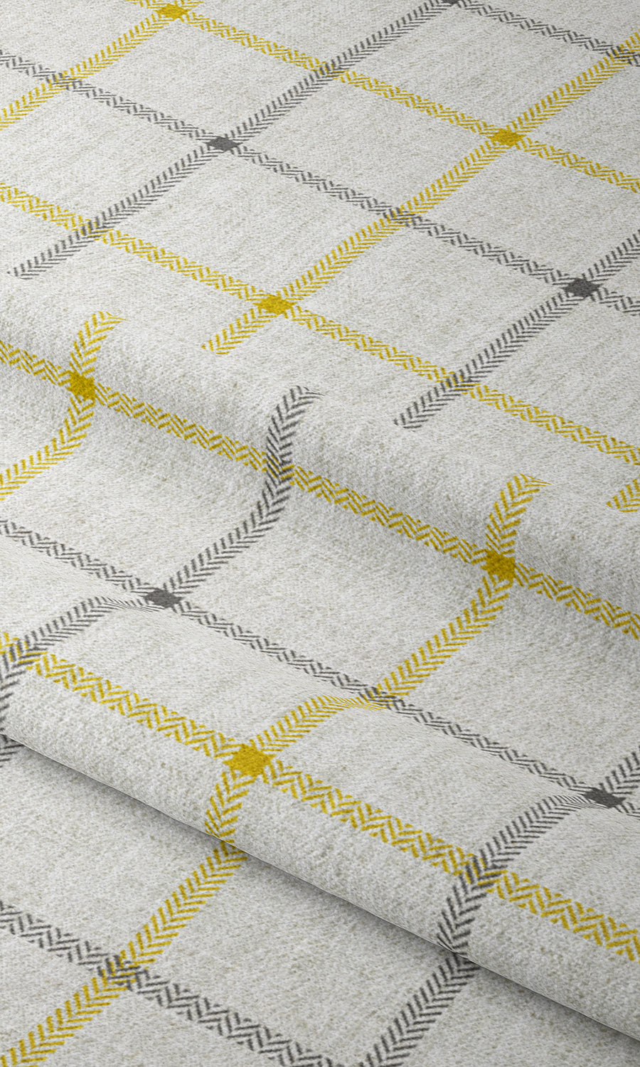 Check Print Home Textile Fabric Material Sample (Linen White/ Yellow)