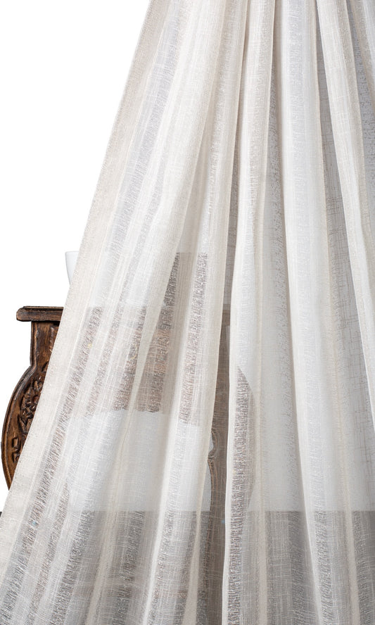 Striped Sheer Drapery (White/ Cream)