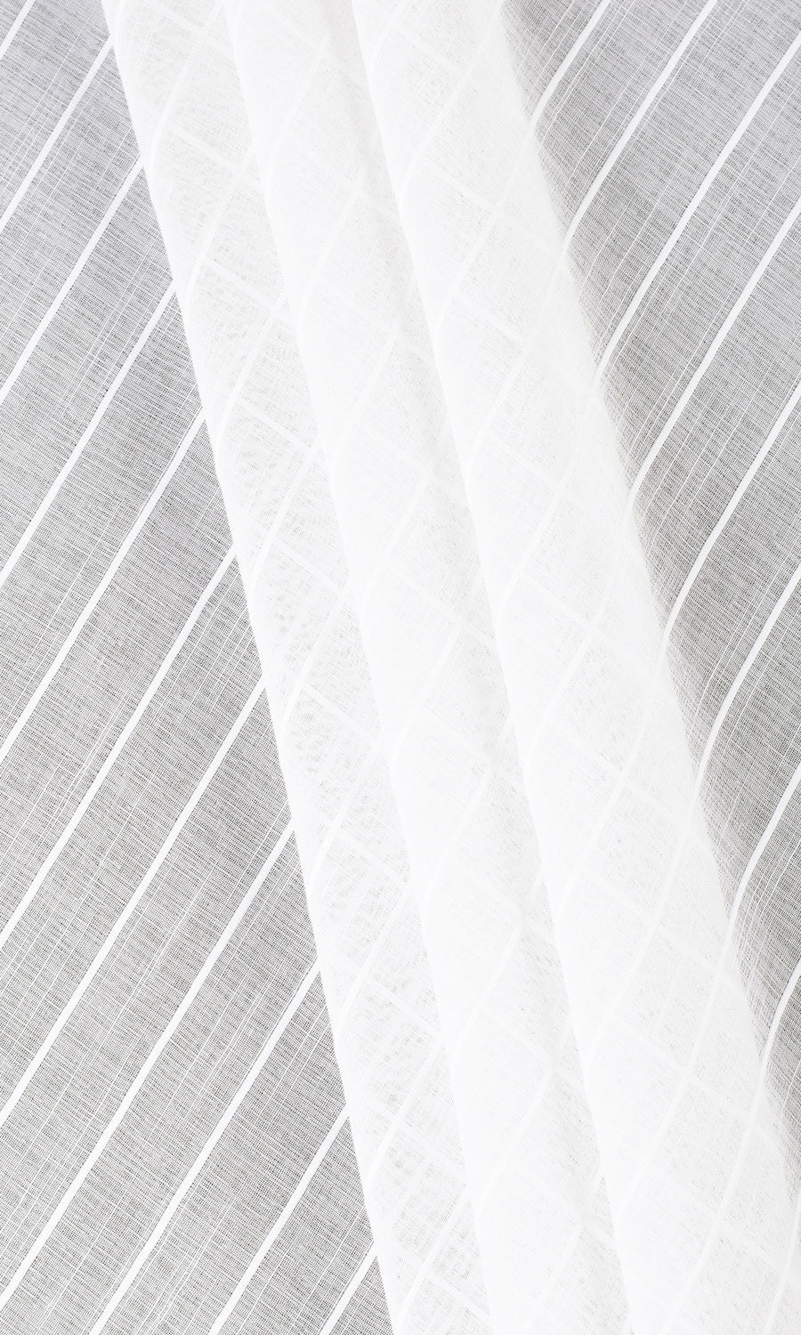 Striped Sheer Free Fabric Material Sample (White)