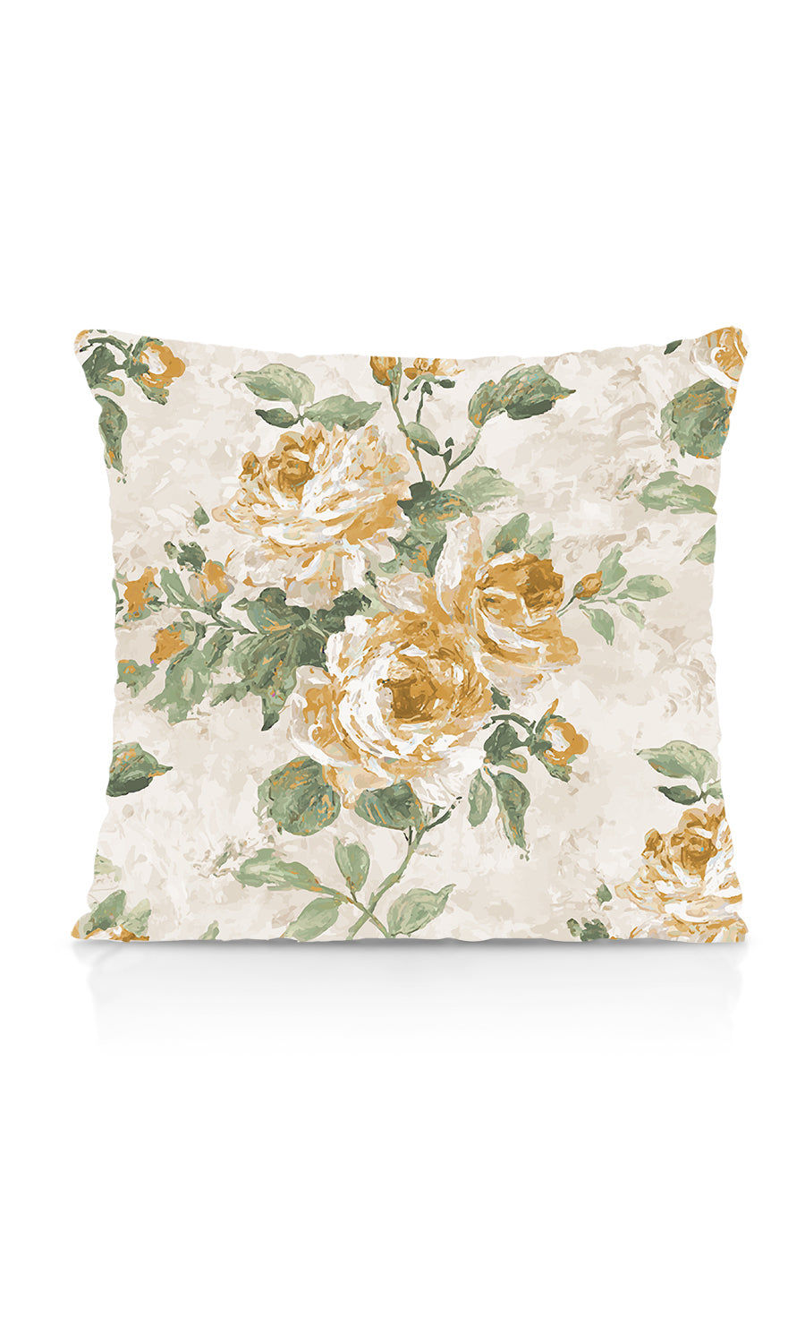 Dimout Floral Fabric Material By the Metre (Yellow/ Ivory/ Green)