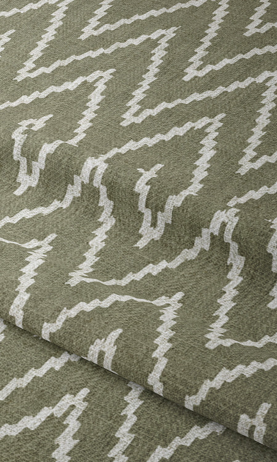 Chevron Print Window Treatments Fabric Sample (Green/ White)