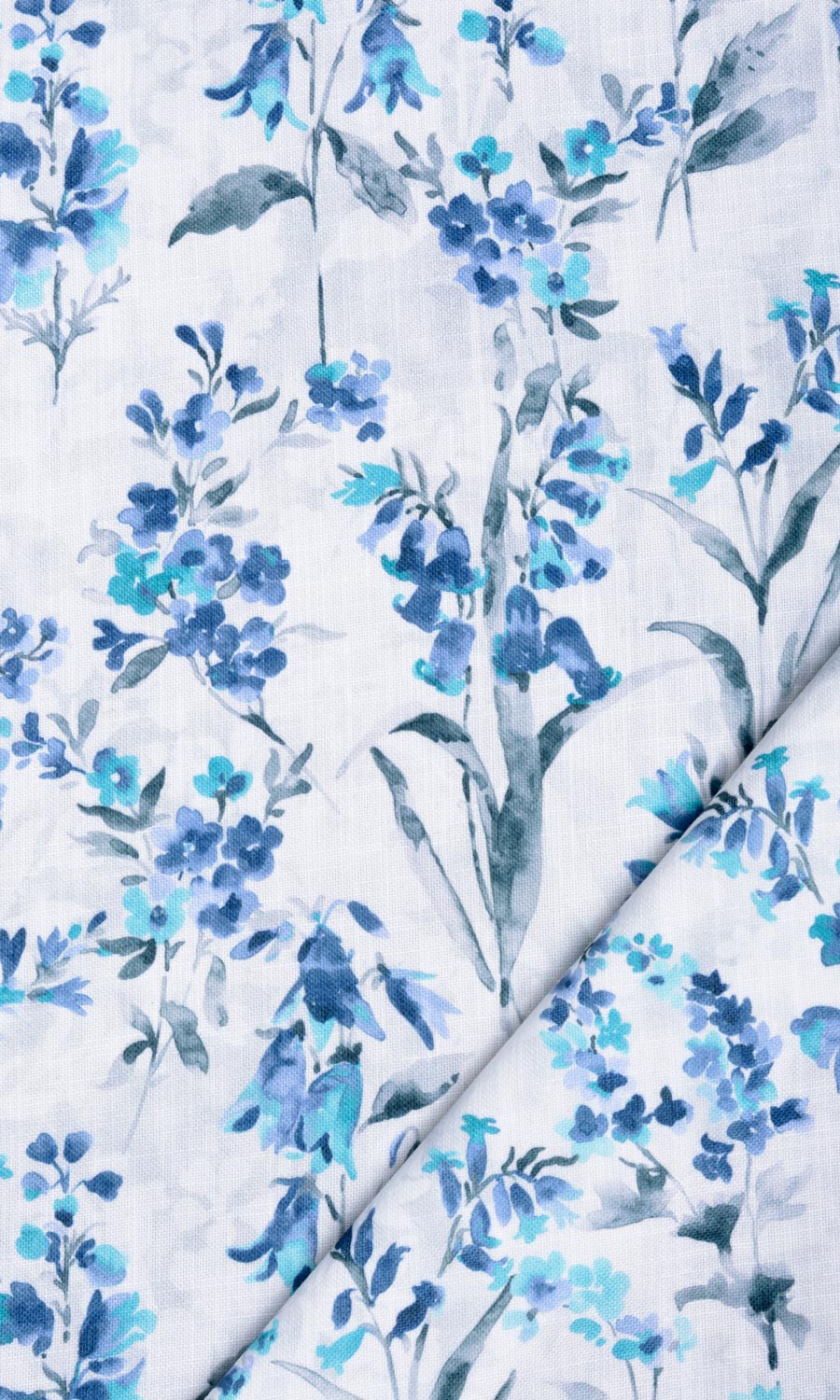 Floral Print Window Treatments Fabric Sample (Blue/ Grey)