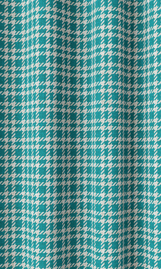 Modern Check Print Curtains (Pacific Blue)