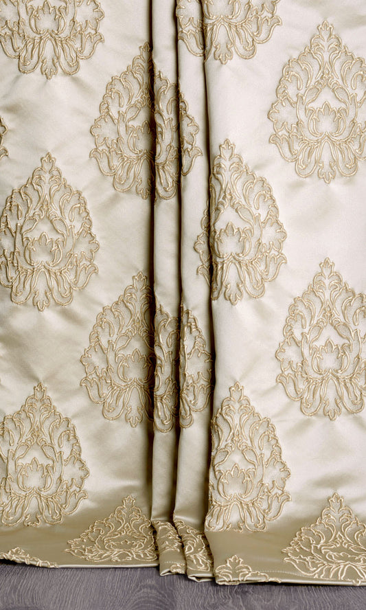 Damask Textured Home Décor Fabric Sample (Beige)