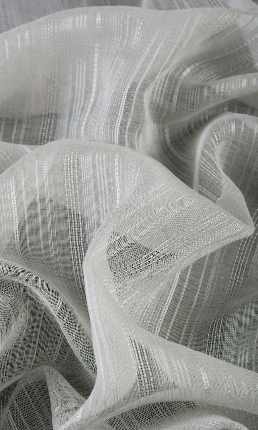 Woven Striped Sheer Fabric By the Metre for Curtains & Drapes (Grey)