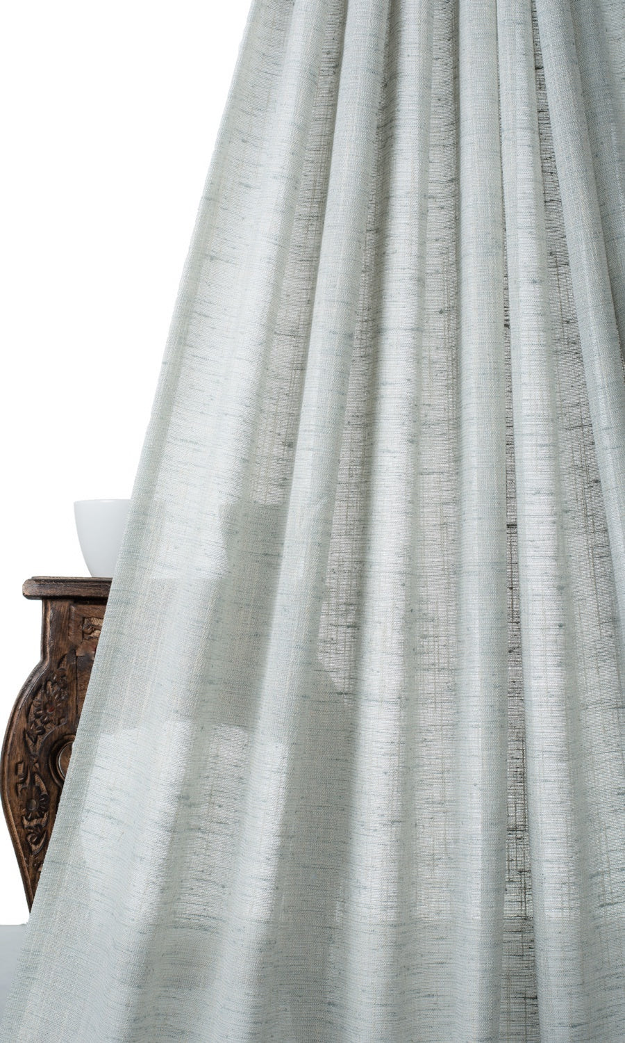 Semi-Sheer Linen Texture Fabric By the Metre for Curtains & Drapes (Aqua Blue)