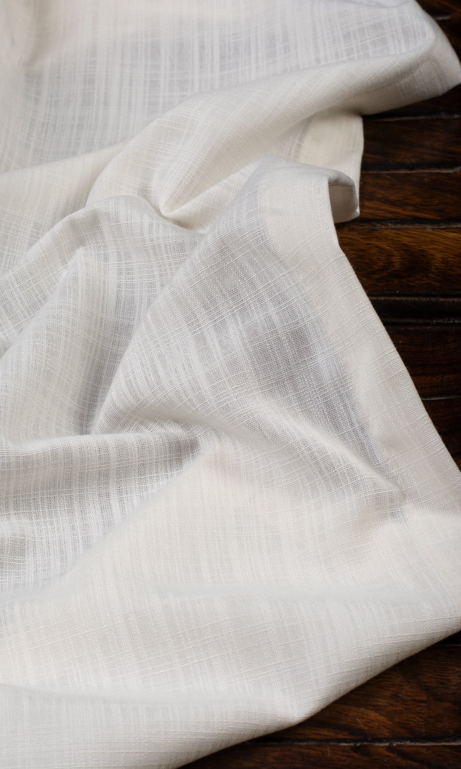 Linen-Texture Semi-Sheer Window Treatments Fabric Sample (Off-White)