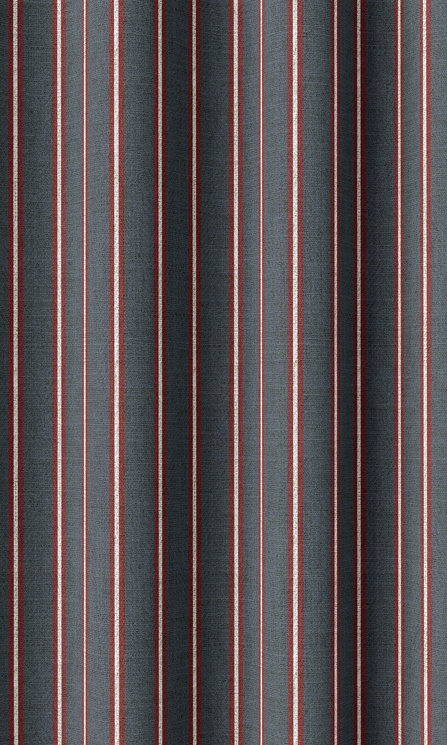 Striped Print Home Décor Fabric By the Metre (Slate Grey/ Red)
