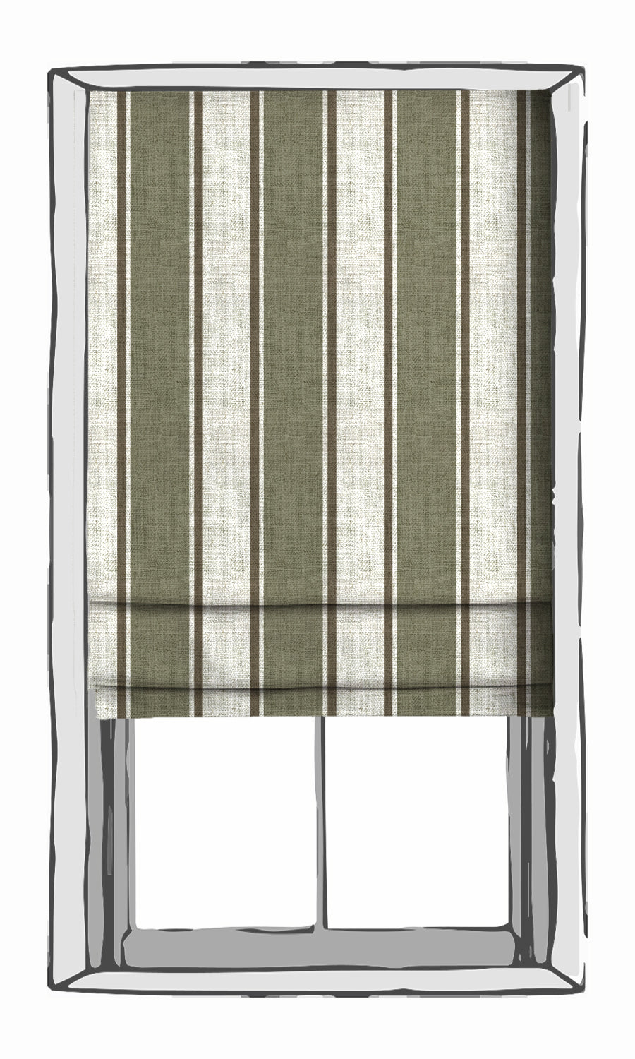Striped Fabric Material By the Metre (Green/ Brown)
