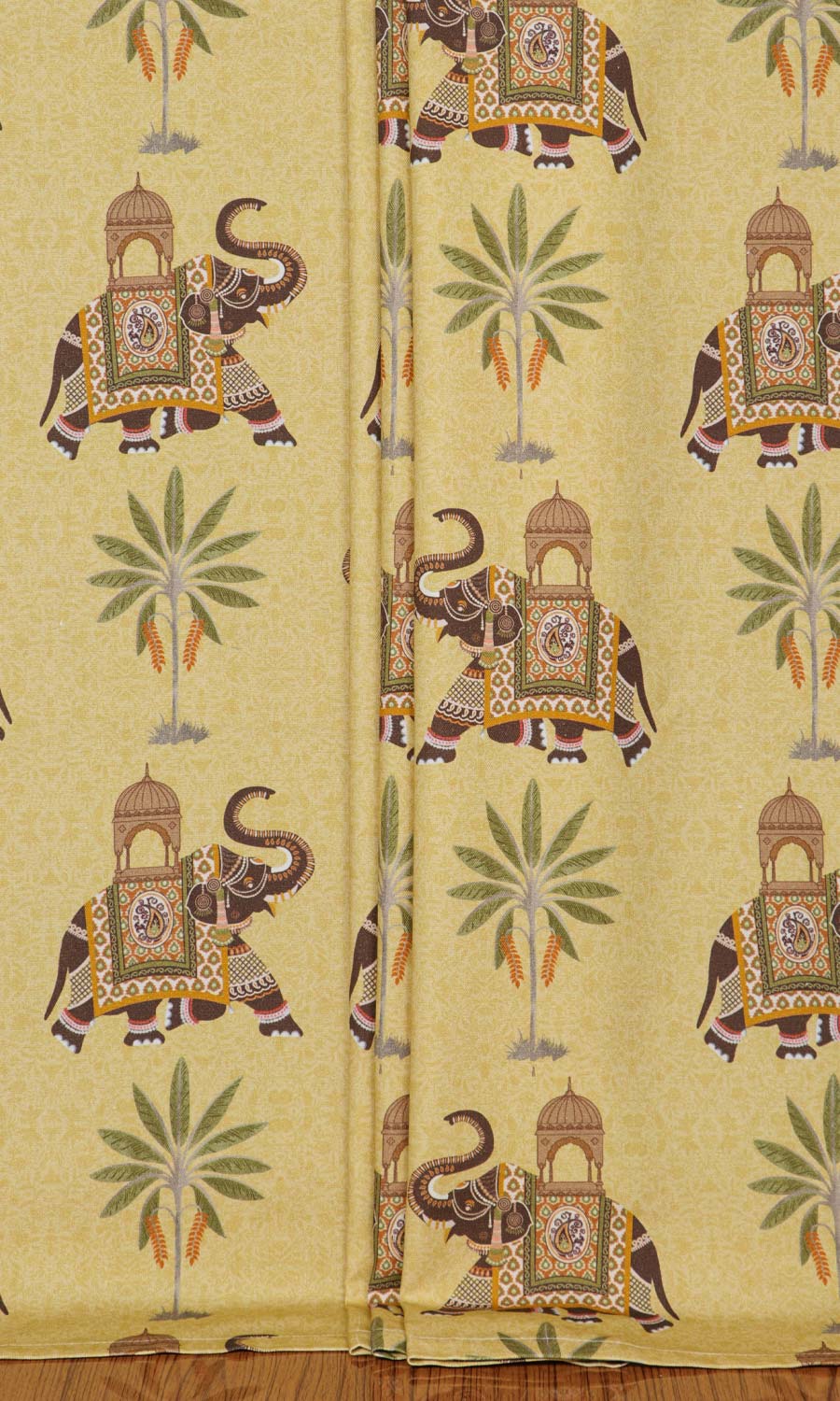 Cotton Printed Window Treatments Fabric By the Metre (Mustard Yellow)