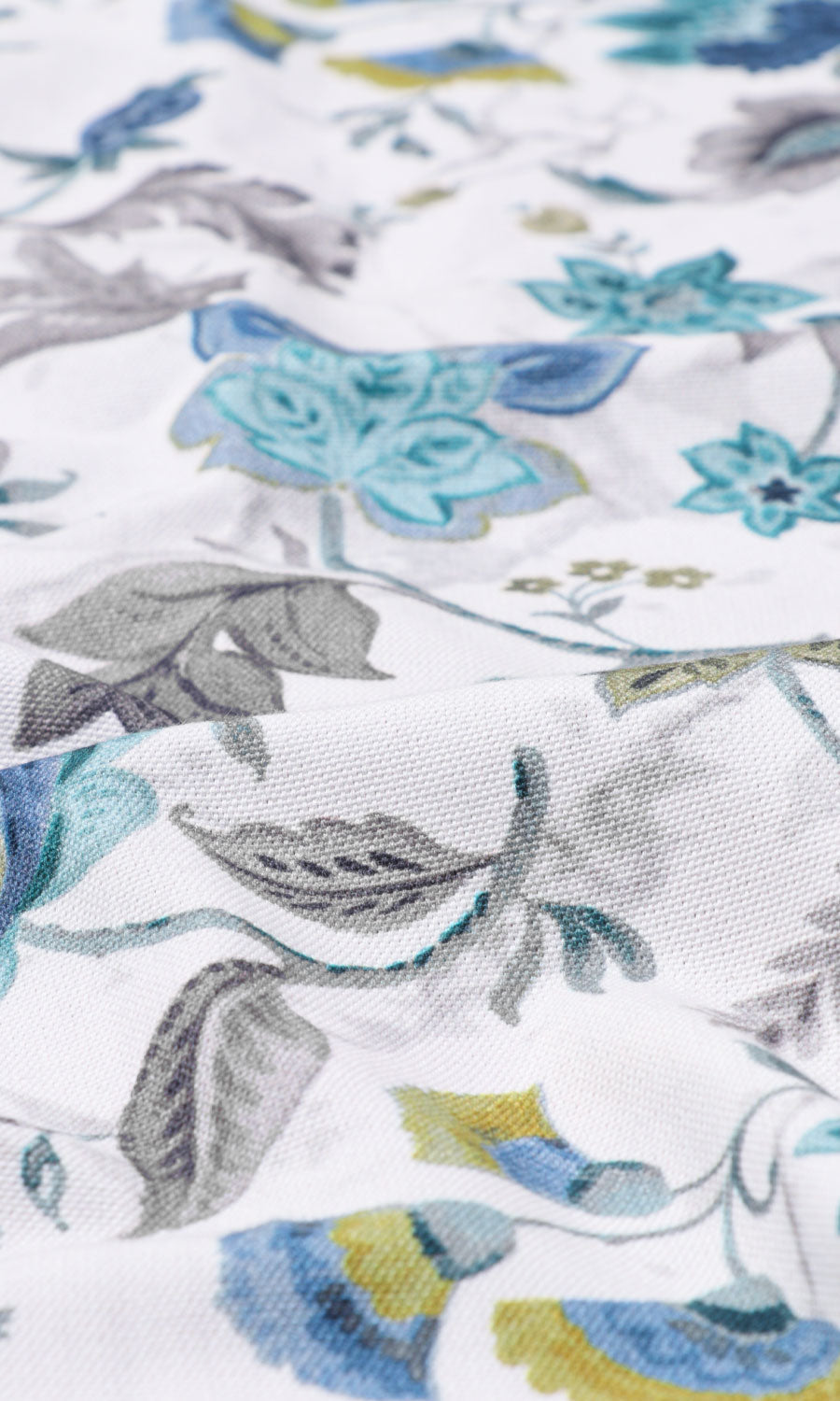 Floral Cotton Window Treatments Fabric By the Metre (Grey/ Blue)